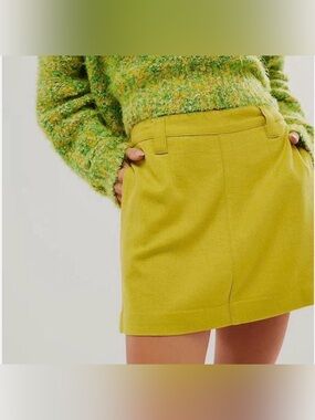 Free People Chartreuse Mini Skirt (0)